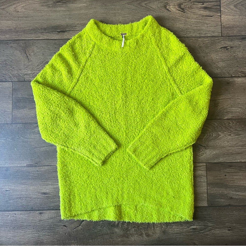 Free People Women's Teddy Fuzzy Soft Oversized Tunic Sweater Green Size XS